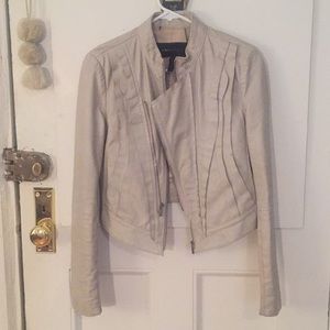Bcbg leather jacket with elegant layering details